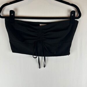 LE LIS COLLECTION Black Ruched Drawstring Bandeau Tube Crop Top S